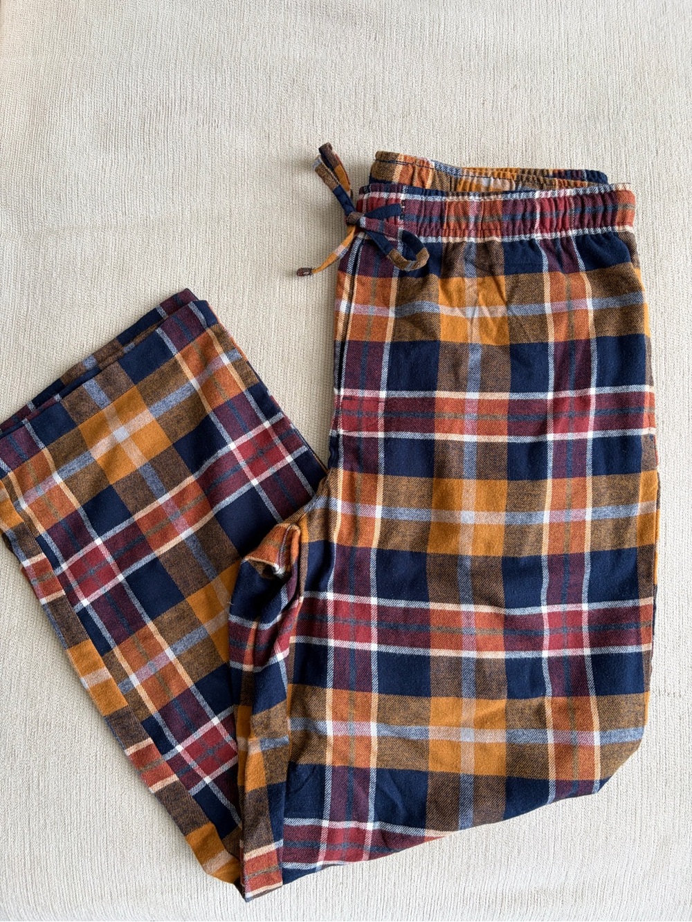 Men’s Sonoma Plaid Flannel Lounge Pants in Navy, Mustard & Rust Size Large